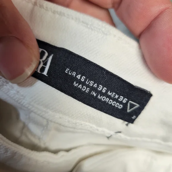 Zara NWT Distressed Raw Hem Slim Stretch Fit White Jeans Size 36 Womens - Picture 10 of 10